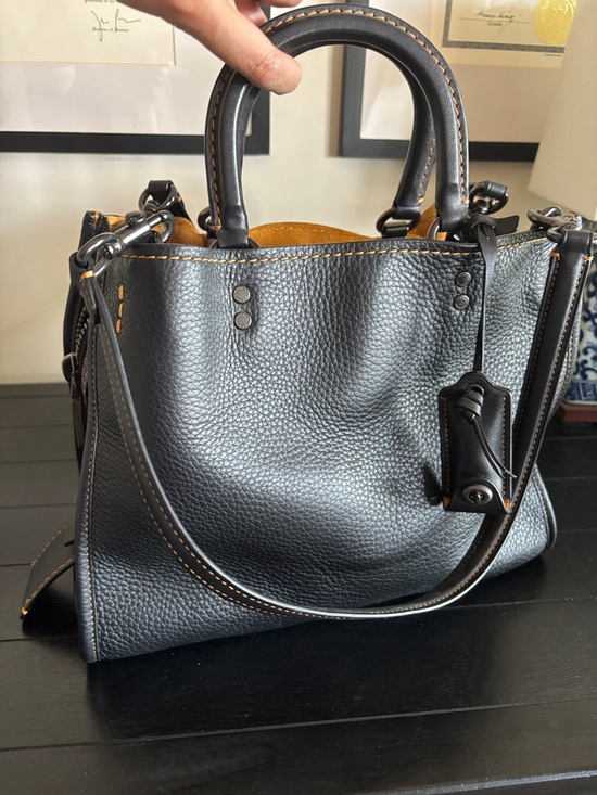 Coach Handbags - Coach Black Pebbled Leather Satchel with Tan Interior